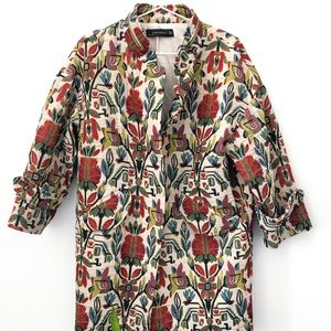ZARA WOMAN Boho Tapestry Coat 3/4 sleeves